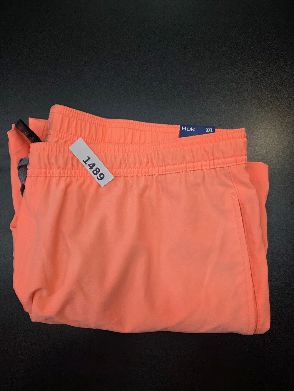 HUK Men’s Performance Fishing Shorts Medium Blue Orange Colorblock #1488